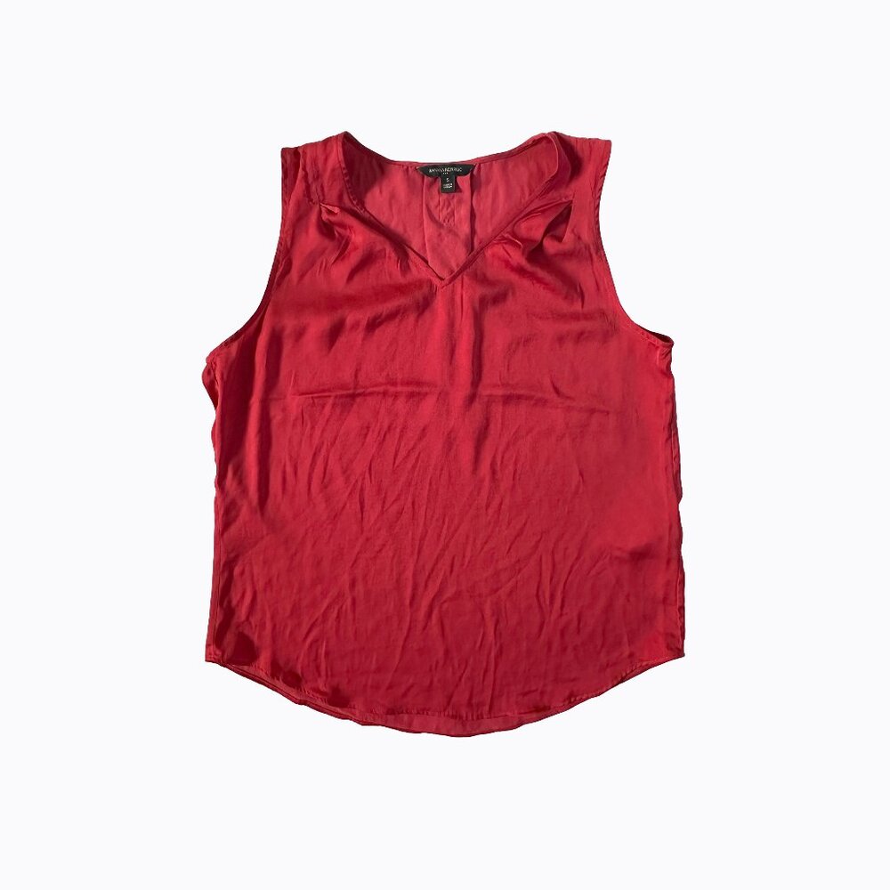 Red Satin V-Neck Cami Top S Poppy Colorful Y2K Office Siren Y2K Preppy Chic 90s